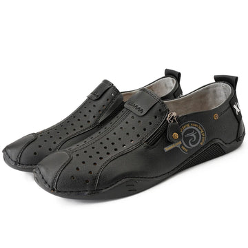 ⏰Last Day Deals 60% OFF🛒Men's Premium Leather Loafers – Arch Support Breathable Slip-On Shoes, Foot Pain Relief, Soft Anti-Puncture Sole, Durable Perforated Walking Dress Shoes