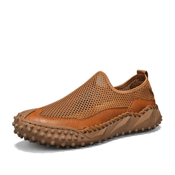 ⏰Fresh Steps – 50% OFF🛒 Men's Slip-On Orthopedic Casual Walking Shoes – Breathable Mesh, Leather Trim, Arch Support & Non-Slip Rubber Sole for Outdoor Trekking