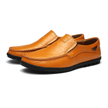 Men's Slip-on Calfskin Leather Round Toe Classic Business Penny Loafers