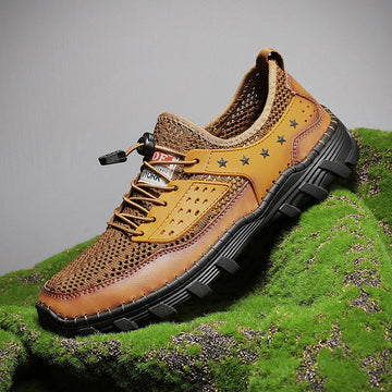 ⏰LAST DAY - 60% OFF🛒 Men's Handcrafted Leather Mesh Shoes – Breathable Quick-Dry Upper, Anti-Slip Rubber Outsole for All-Day Comfort & Support