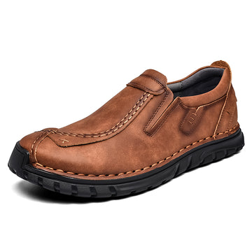 (⏰Clearance Sale-70%OFF🔥)Men’s Summer Casual Leather Shoes – Breathable Handmade Lace-Up Loafers, Walking Dress Flats for Driving, Business, and Office Wear