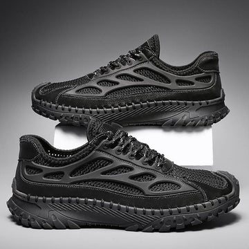 ⏰Limited Time 50% OFF🛒Men's Lace-Up Orthopedic Leather Hiking Shoes – Breathable Mesh, Durable Rubber Sole, Lightweight & Supportive