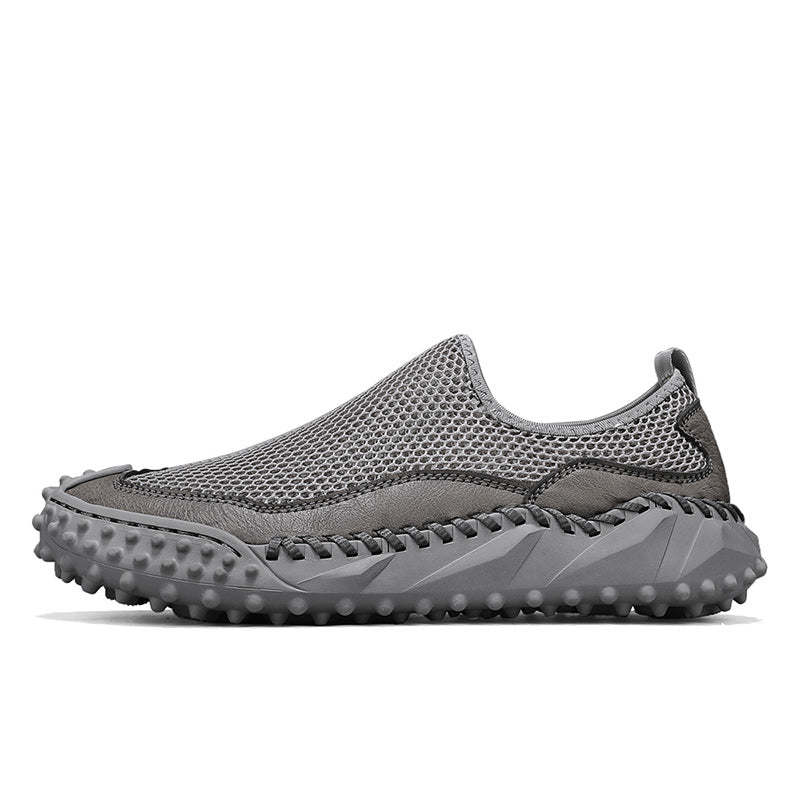 ⏰Fresh Steps – 50% OFF🛒 Men's Slip-On Orthopedic Casual Walking Shoes – Breathable Mesh, Leather Trim, Arch Support & Non-Slip Rubber Sole for Outdoor Trekking