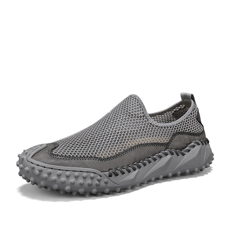 ⏰Fresh Steps – 50% OFF🛒 Men's Slip-On Orthopedic Casual Walking Shoes – Breathable Mesh, Leather Trim, Arch Support & Non-Slip Rubber Sole for Outdoor Trekking