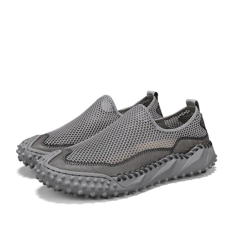 ⏰Fresh Steps – 50% OFF🛒 Men's Slip-On Orthopedic Casual Walking Shoes – Breathable Mesh, Leather Trim, Arch Support & Non-Slip Rubber Sole for Outdoor Trekking