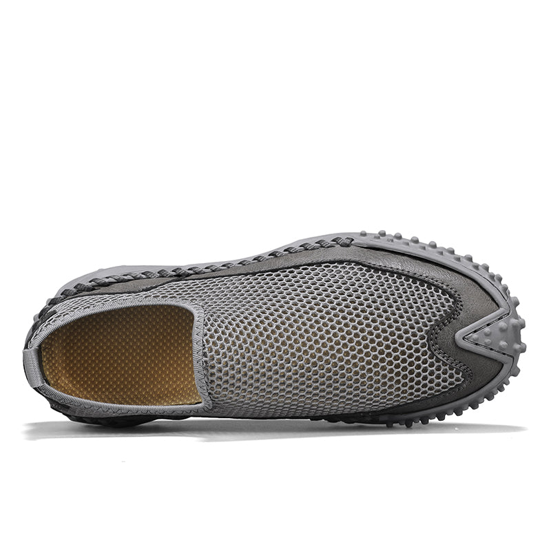 ⏰Fresh Steps – 50% OFF🛒 Men's Slip-On Orthopedic Casual Walking Shoes – Breathable Mesh, Leather Trim, Arch Support & Non-Slip Rubber Sole for Outdoor Trekking