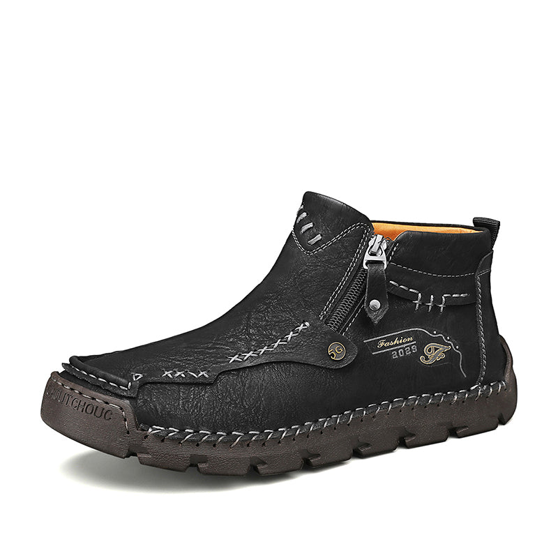 (⏰Last Day 70% OFF🔥)Men's Top-Quality Motorcycle Boots Hand-Stitched Genuine Leather Boots-Wide Toe Waterproof Anti-Slip Anti-Sprain Suitable for Work Driving Hiking