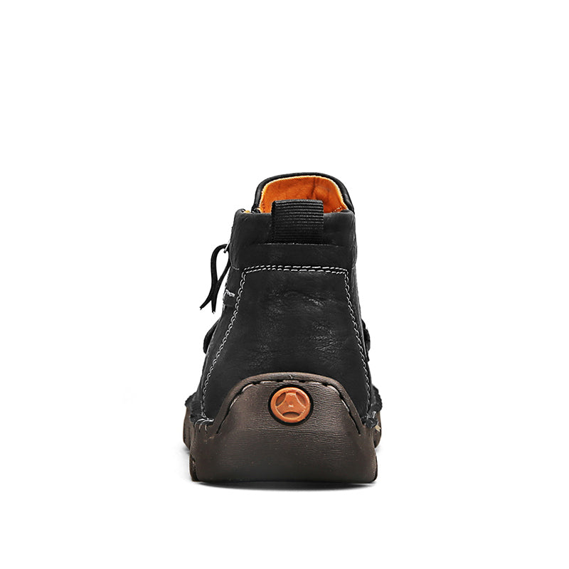 (⏰Last Day 70% OFF🔥)Men's Top-Quality Motorcycle Boots Hand-Stitched Genuine Leather Boots-Wide Toe Waterproof Anti-Slip Anti-Sprain Suitable for Work Driving Hiking