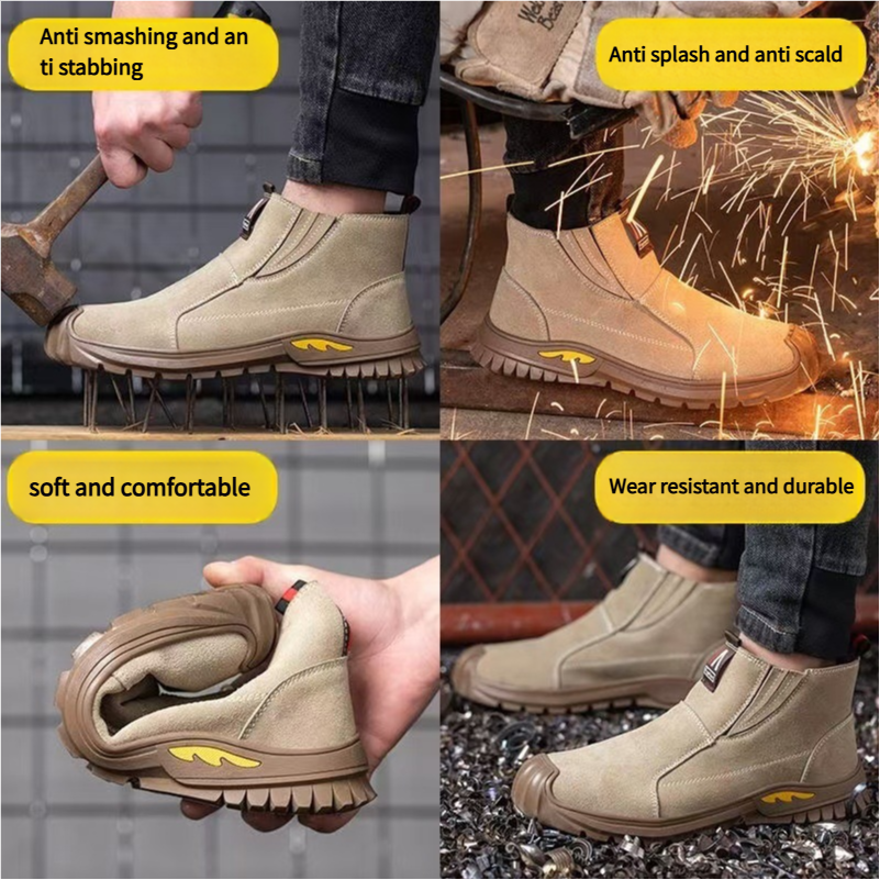 ⏰ Limited Time 70% OFF – Men's Steel Toe Lightweight Work Boots with Kevlar Fiber | Puncture & Impact Resistant Safety Shoes
