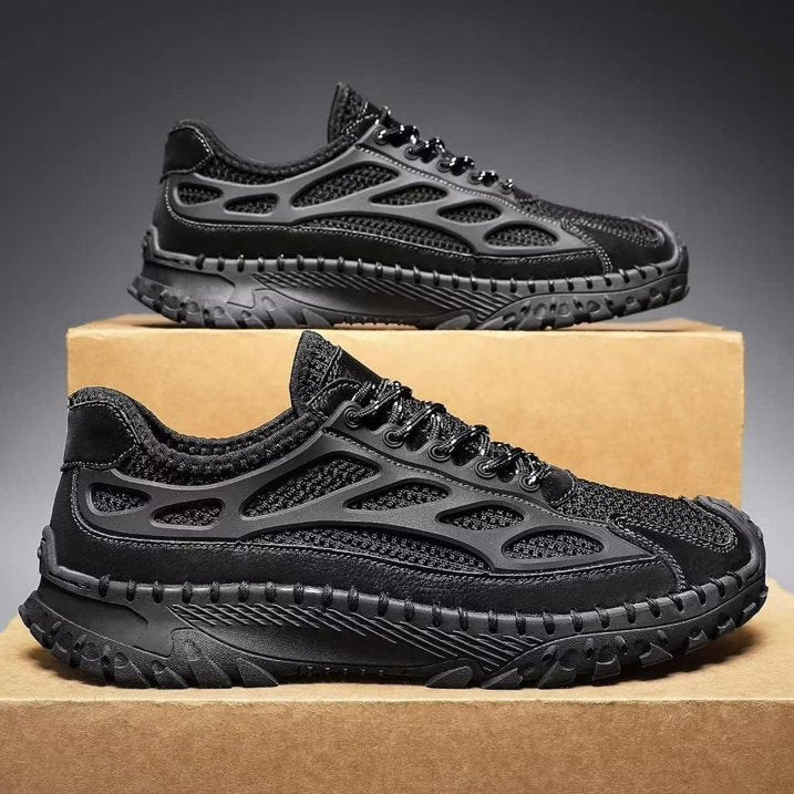 ⏰Limited Time 50% OFF🛒Men's Lace-Up Orthopedic Leather Hiking Shoes – Breathable Mesh, Durable Rubber Sole, Lightweight & Supportive