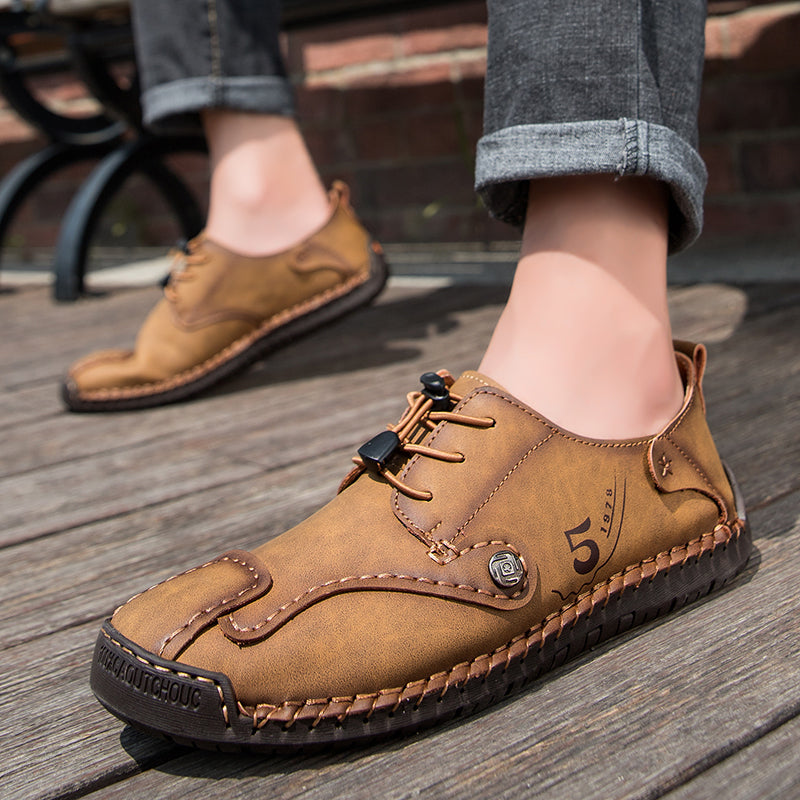 (🎁Free Orthotic Insoles🔥)Men’s Genuine Leather Outdoor Loafers – Waterproof Slip-On Hiking Shoes with Anti-Slip Sole & Breathable Comfort
