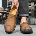 (🎁Free Orthotic Insoles🔥)Men’s Leather Slip-On Loafers – Comfortable, Breathable & Supportive Driving Shoes with Grippy Sole for Daily Wear