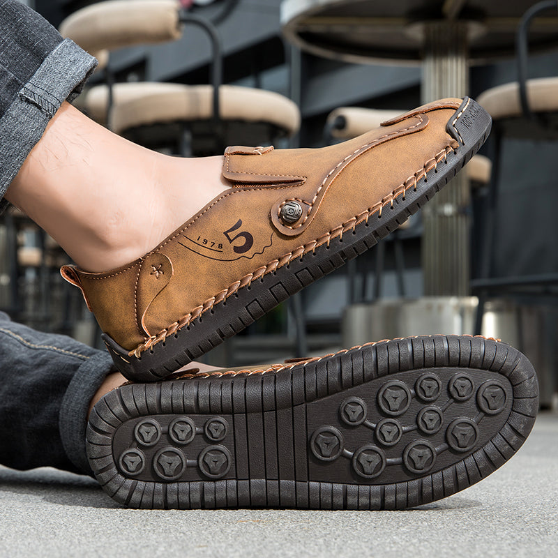 (🎁Free Orthotic Insoles🔥)Men’s Leather Slip-On Loafers – Comfortable, Breathable & Supportive Driving Shoes with Grippy Sole for Daily Wear