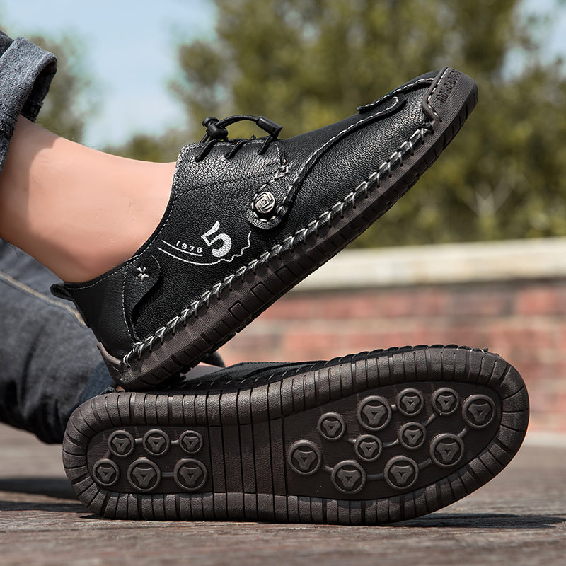 (🎁Free Orthotic Insoles🔥)Men’s Genuine Leather Outdoor Loafers – Waterproof Slip-On Hiking Shoes with Anti-Slip Sole & Breathable Comfort