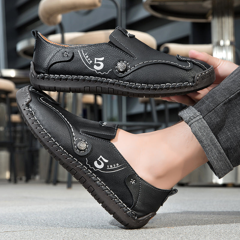 (🎁Free Orthotic Insoles🔥)Men’s Leather Slip-On Loafers – Comfortable, Breathable & Supportive Driving Shoes with Grippy Sole for Daily Wear