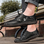 (🎁Free Orthotic Insoles🔥)Men’s Genuine Leather Outdoor Loafers – Waterproof Slip-On Hiking Shoes with Anti-Slip Sole & Breathable Comfort