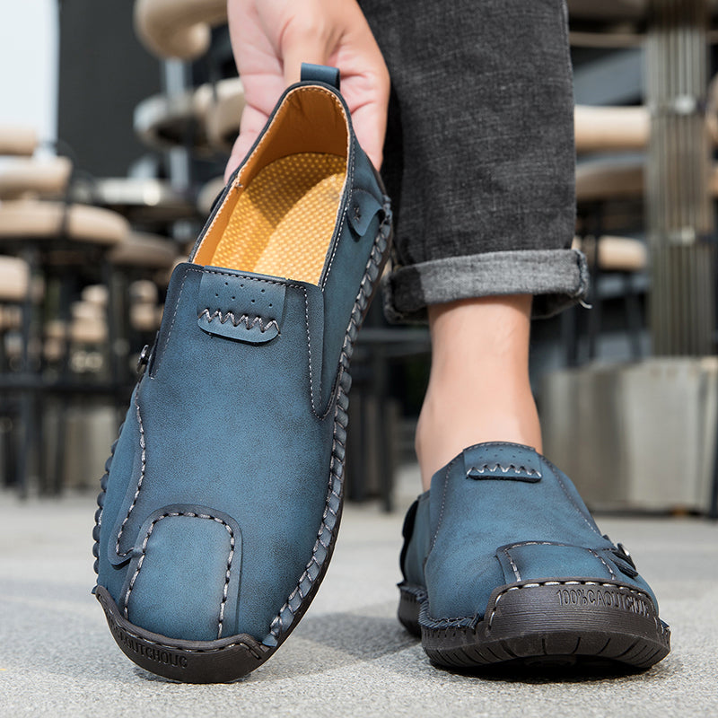 (🎁Free Orthotic Insoles🔥)Men’s Leather Slip-On Loafers – Comfortable, Breathable & Supportive Driving Shoes with Grippy Sole for Daily Wear