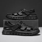 (🎁Free Orthotic Insoles🔥)Men’s Leather Fisherman Sandals with Arch Support – Lightweight, Non-Slip, Breathable Massage Insole & Easy Velcro Closure for All-Day Comfort