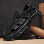 (🎁Free Orthotic Insoles🔥)Men’s Leather Fisherman Sandals with Arch Support – Lightweight, Non-Slip, Breathable Massage Insole & Easy Velcro Closure for All-Day Comfort