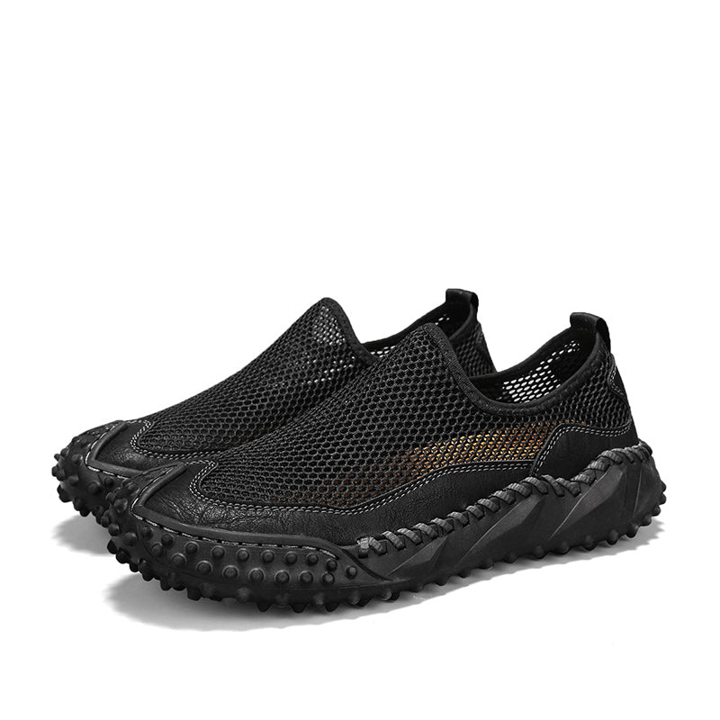 ⏰Fresh Steps – 50% OFF🛒 Men's Slip-On Orthopedic Casual Walking Shoes – Breathable Mesh, Leather Trim, Arch Support & Non-Slip Rubber Sole for Outdoor Trekking