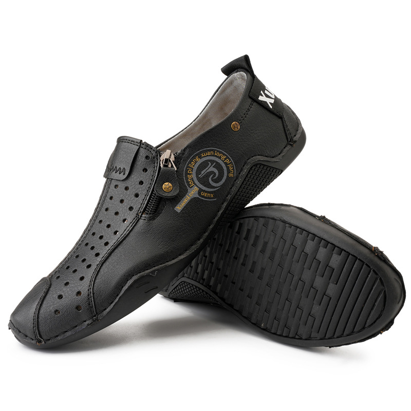 ⏰Last Day Deals 60% OFF🛒Men's Premium Leather Loafers – Arch Support Breathable Slip-On Shoes, Foot Pain Relief, Soft Anti-Puncture Sole, Durable Perforated Walking Dress Shoes