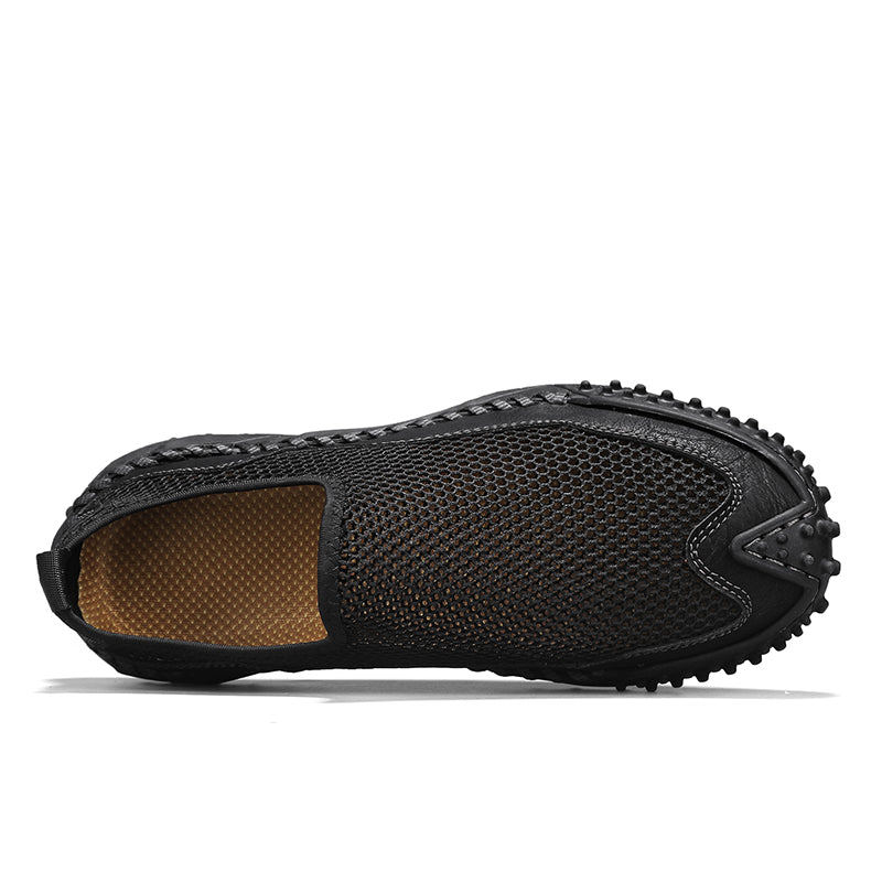 ⏰Fresh Steps – 50% OFF🛒 Men's Slip-On Orthopedic Casual Walking Shoes – Breathable Mesh, Leather Trim, Arch Support & Non-Slip Rubber Sole for Outdoor Trekking