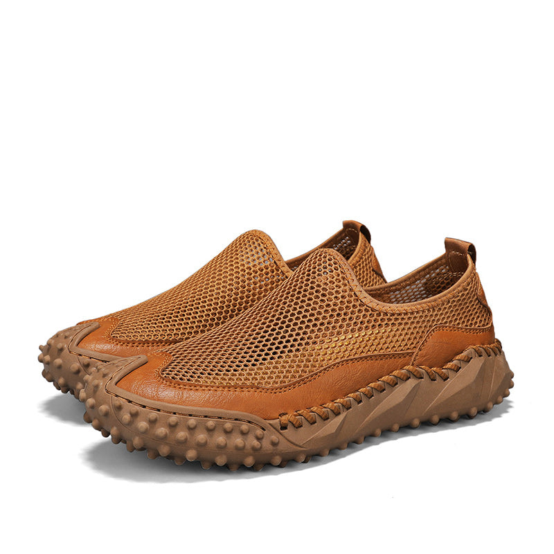 ⏰Fresh Steps – 50% OFF🛒 Men's Slip-On Orthopedic Casual Walking Shoes – Breathable Mesh, Leather Trim, Arch Support & Non-Slip Rubber Sole for Outdoor Trekking