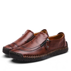 Men's Vintage British Preppy Slip-On Handmade Nappa Leather Zipper Loafers