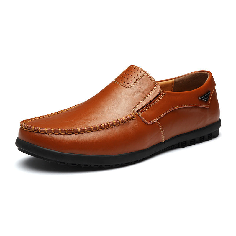 Men's Slip-on Calfskin Leather Round Toe Classic Business Penny Loafers