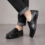 Men's Slip-on Calfskin Leather Round Toe Classic Business Penny Loafers