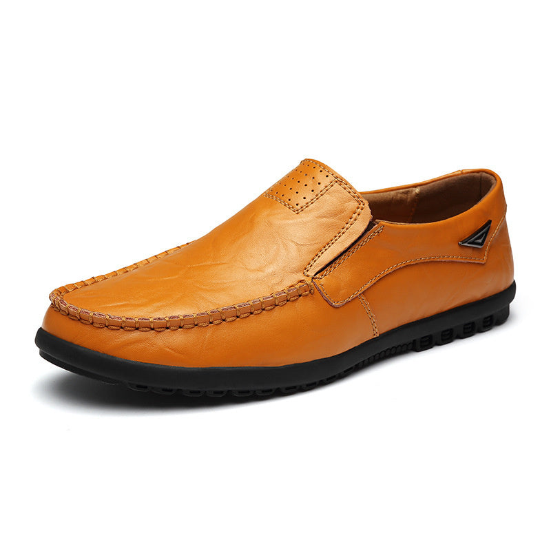 Men's Slip-on Calfskin Leather Round Toe Classic Business Penny Loafers