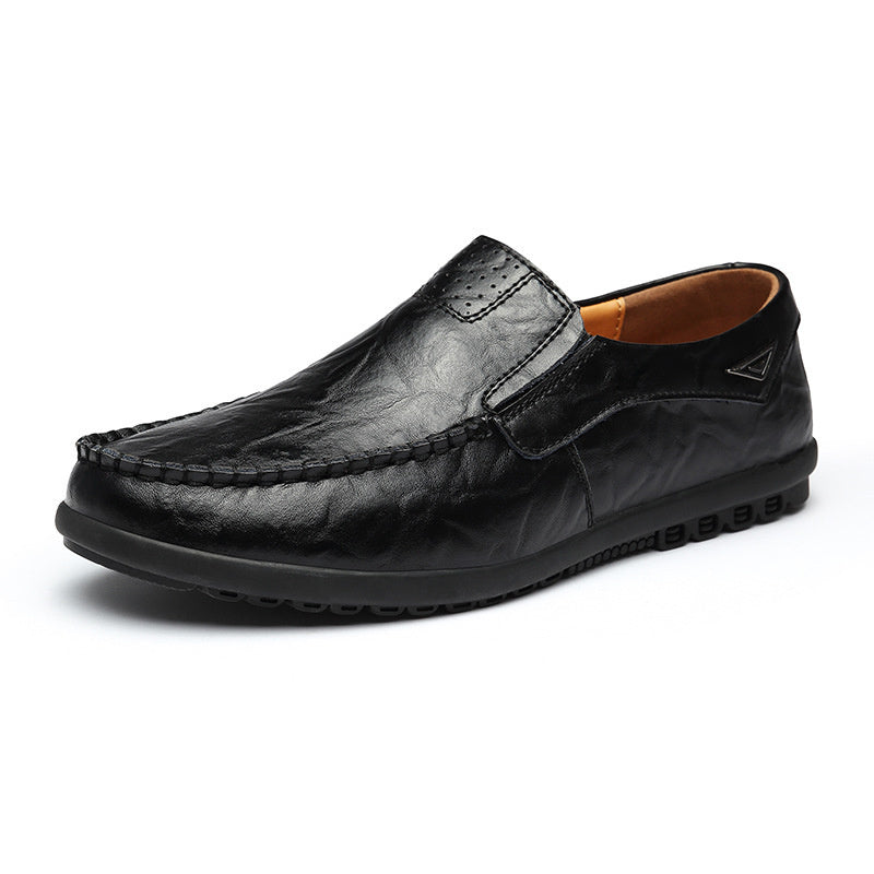 Men's Slip-on Calfskin Leather Round Toe Classic Business Penny Loafers