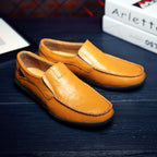 Men's Slip-on Calfskin Leather Round Toe Classic Business Penny Loafers