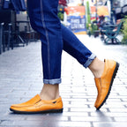 Men's Slip-on Calfskin Leather Round Toe Classic Business Penny Loafers