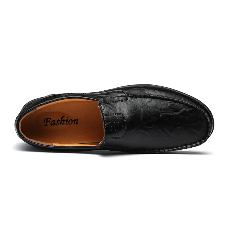 Men's Slip-on Calfskin Leather Round Toe Classic Business Penny Loafers