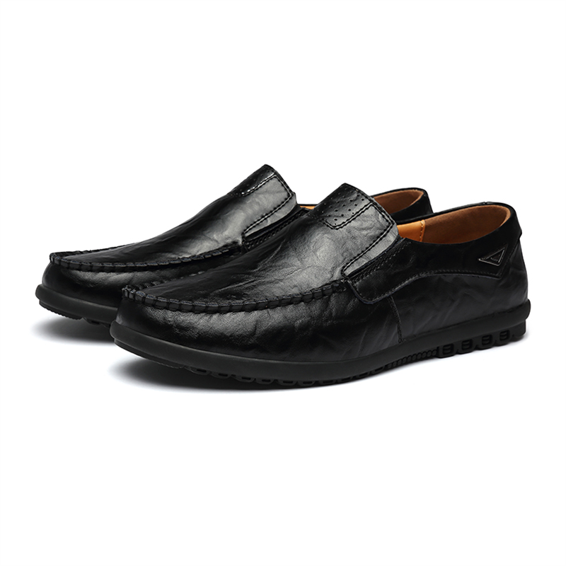 Men's Slip-on Calfskin Leather Round Toe Classic Business Penny Loafers