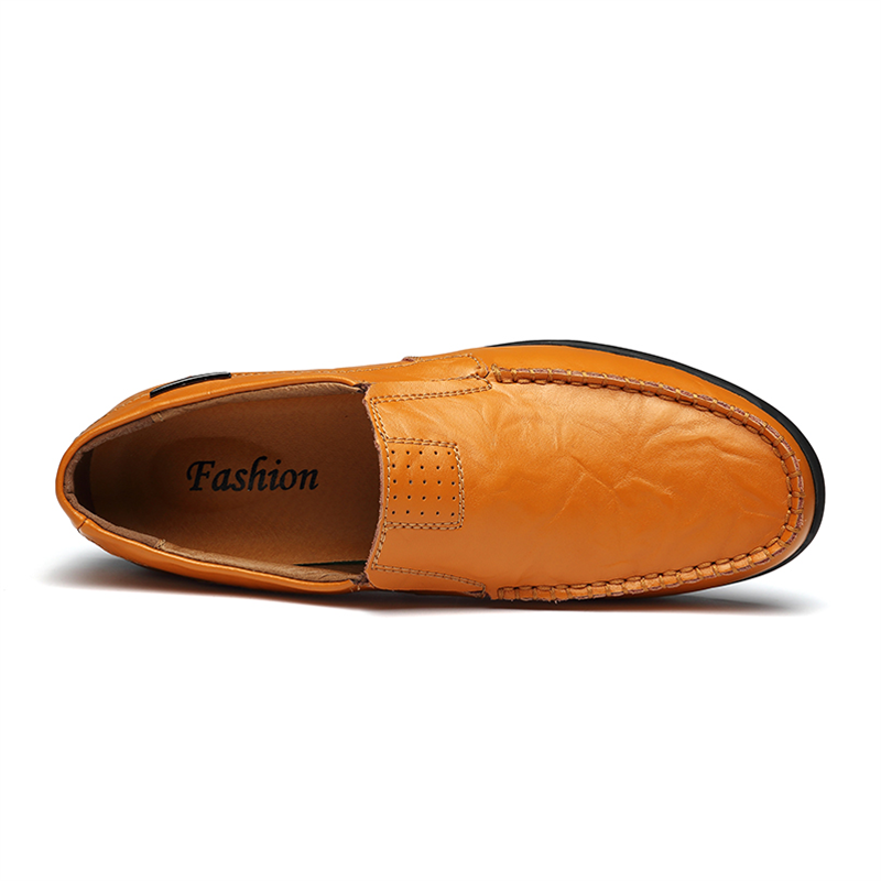 Men's Slip-on Calfskin Leather Round Toe Classic Business Penny Loafers