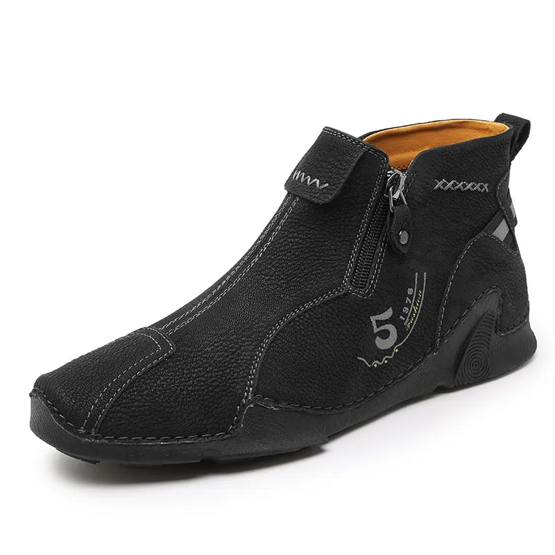Last Day Deals 60% OFF🛒Men's Handmade Leather Orthopedic Boots with Arch Support, Wide Toe, Waterproof, Non-Slip & Durable Outdoor Footwear for Hiking, Work & Driving