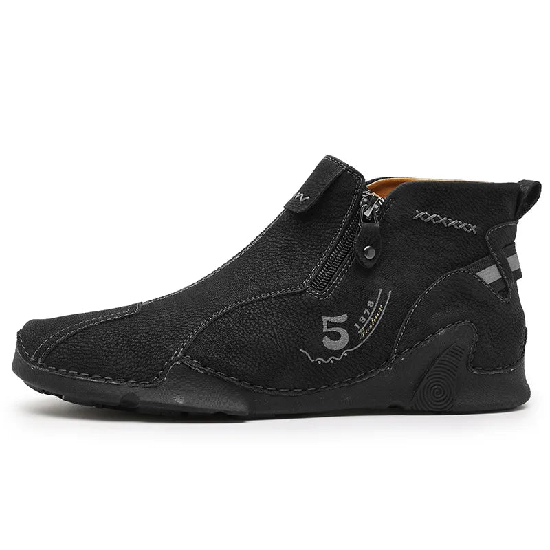 Last Day Deals 60% OFF🛒Men's Handmade Leather Orthopedic Boots with Arch Support, Wide Toe, Waterproof, Non-Slip & Durable Outdoor Footwear for Hiking, Work & Driving