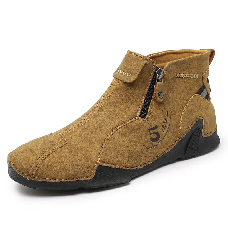 Last Day Deals 60% OFF🛒Men's Handmade Leather Orthopedic Boots with Arch Support, Wide Toe, Waterproof, Non-Slip & Durable Outdoor Footwear for Hiking, Work & Driving