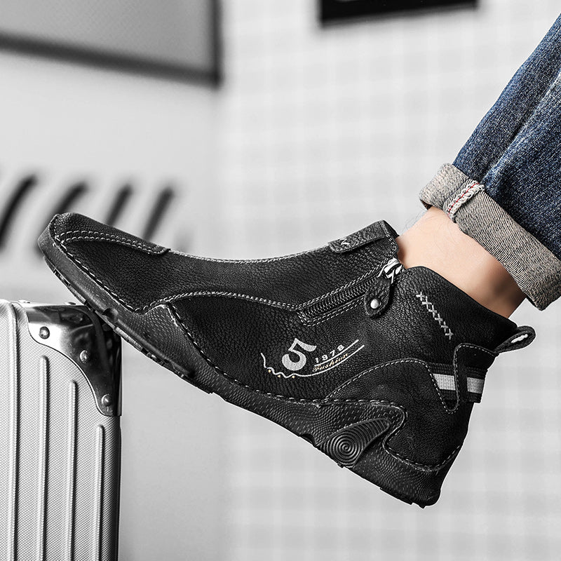 Last Day Deals 60% OFF🛒Men's Handmade Leather Orthopedic Boots with Arch Support, Wide Toe, Waterproof, Non-Slip & Durable Outdoor Footwear for Hiking, Work & Driving