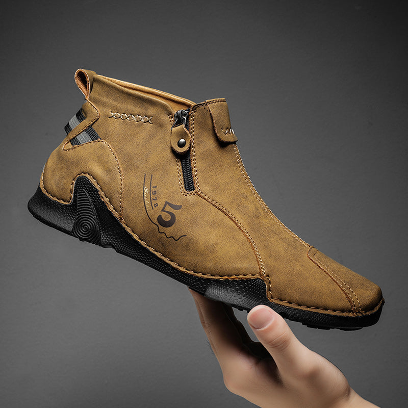 Last Day Deals 60% OFF🛒Men's Handmade Leather Orthopedic Boots with Arch Support, Wide Toe, Waterproof, Non-Slip & Durable Outdoor Footwear for Hiking, Work & Driving