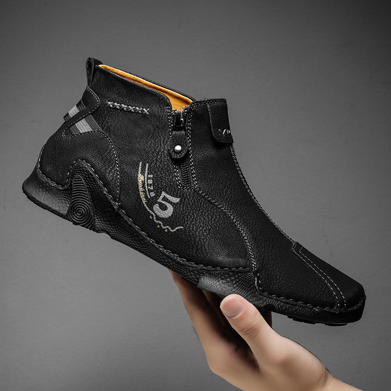 Last Day Deals 60% OFF🛒Men's Handmade Leather Orthopedic Boots with Arch Support, Wide Toe, Waterproof, Non-Slip & Durable Outdoor Footwear for Hiking, Work & Driving