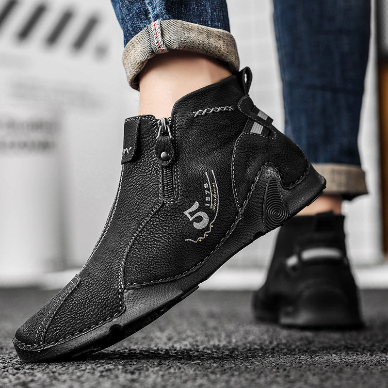 Last Day Deals 60% OFF🛒Men's Handmade Leather Orthopedic Boots with Arch Support, Wide Toe, Waterproof, Non-Slip & Durable Outdoor Footwear for Hiking, Work & Driving