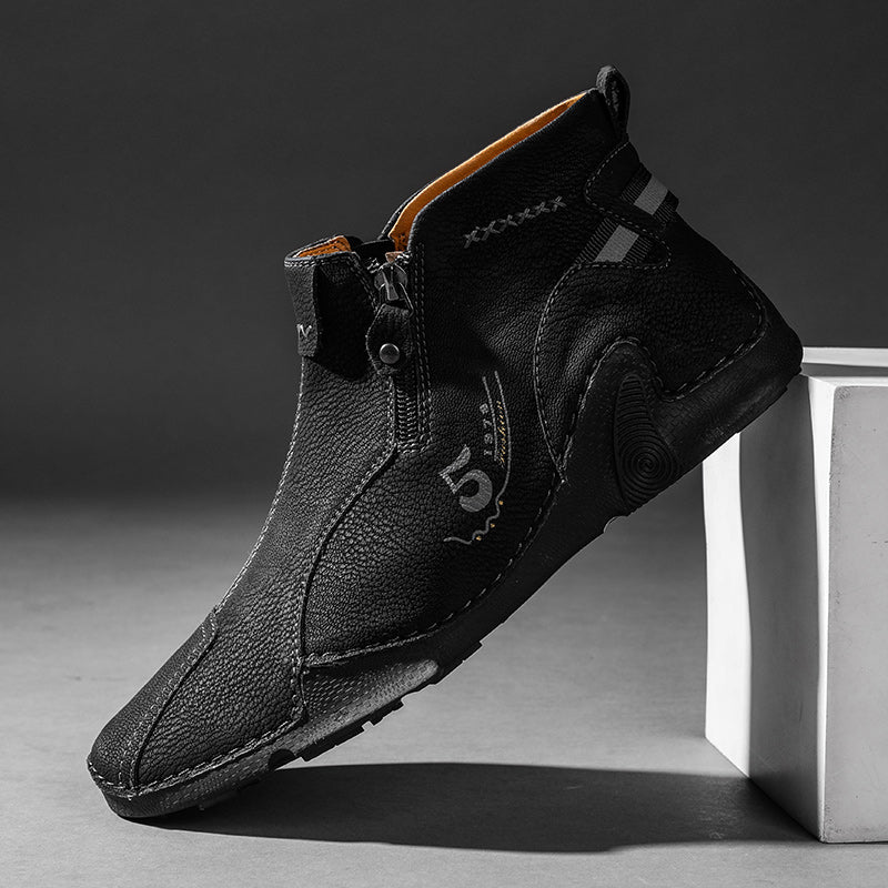 Last Day Deals 60% OFF🛒Men's Handmade Leather Orthopedic Boots with Arch Support, Wide Toe, Waterproof, Non-Slip & Durable Outdoor Footwear for Hiking, Work & Driving