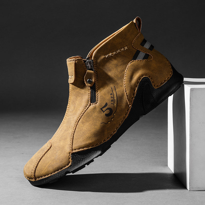 Last Day Deals 60% OFF🛒Men's Handmade Leather Orthopedic Boots with Arch Support, Wide Toe, Waterproof, Non-Slip & Durable Outdoor Footwear for Hiking, Work & Driving