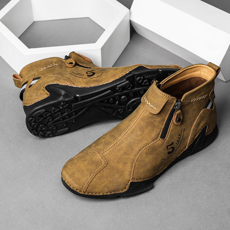 Last Day Deals 60% OFF🛒Men's Handmade Leather Orthopedic Boots with Arch Support, Wide Toe, Waterproof, Non-Slip & Durable Outdoor Footwear for Hiking, Work & Driving