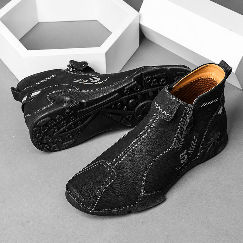 Last Day Deals 60% OFF🛒Men's Handmade Leather Orthopedic Boots with Arch Support, Wide Toe, Waterproof, Non-Slip & Durable Outdoor Footwear for Hiking, Work & Driving