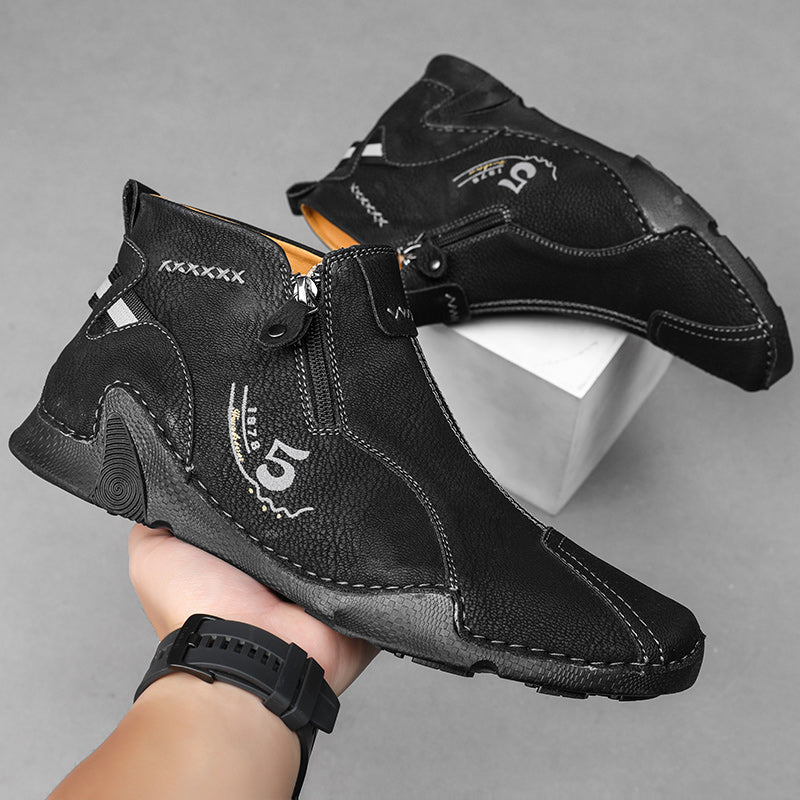 Last Day Deals 60% OFF🛒Men's Handmade Leather Orthopedic Boots with Arch Support, Wide Toe, Waterproof, Non-Slip & Durable Outdoor Footwear for Hiking, Work & Driving