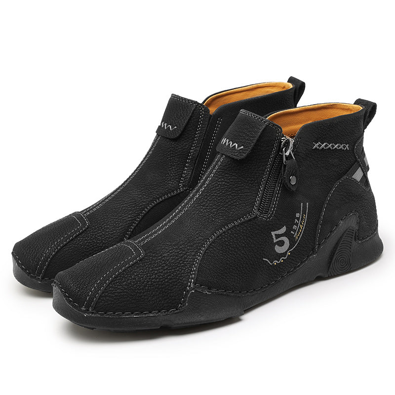 Last Day Deals 60% OFF🛒Men's Handmade Leather Orthopedic Boots with Arch Support, Wide Toe, Waterproof, Non-Slip & Durable Outdoor Footwear for Hiking, Work & Driving